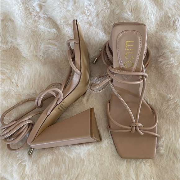 EGO Beige Strappy Heels #232 - Picture 1 of 9